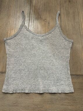 Women's Y2K Ribbed Spaghetti Strap Tank Top - Gray